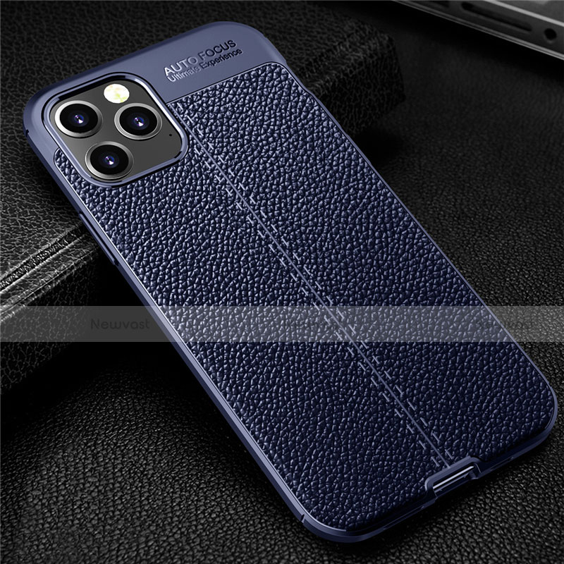 Soft Silicone Gel Leather Snap On Case Cover for Apple iPhone 12 Max Blue