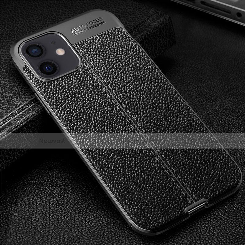 Soft Silicone Gel Leather Snap On Case Cover for Apple iPhone 12 Mini Black