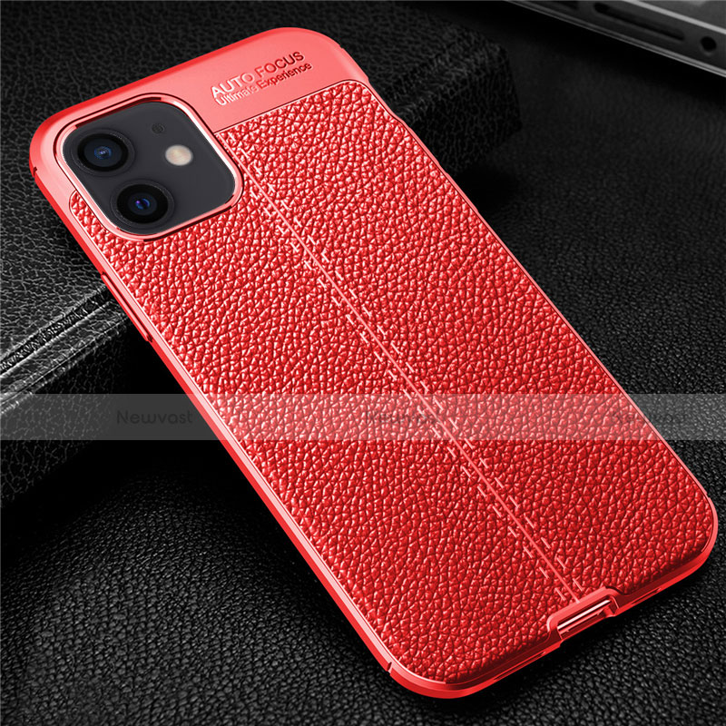 Soft Silicone Gel Leather Snap On Case Cover for Apple iPhone 12 Mini Red