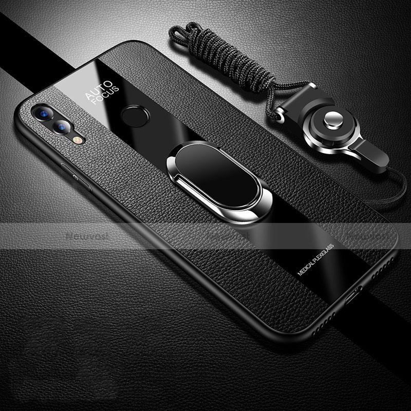 Soft Silicone Gel Leather Snap On Case Cover for Huawei Honor 10 Lite Black