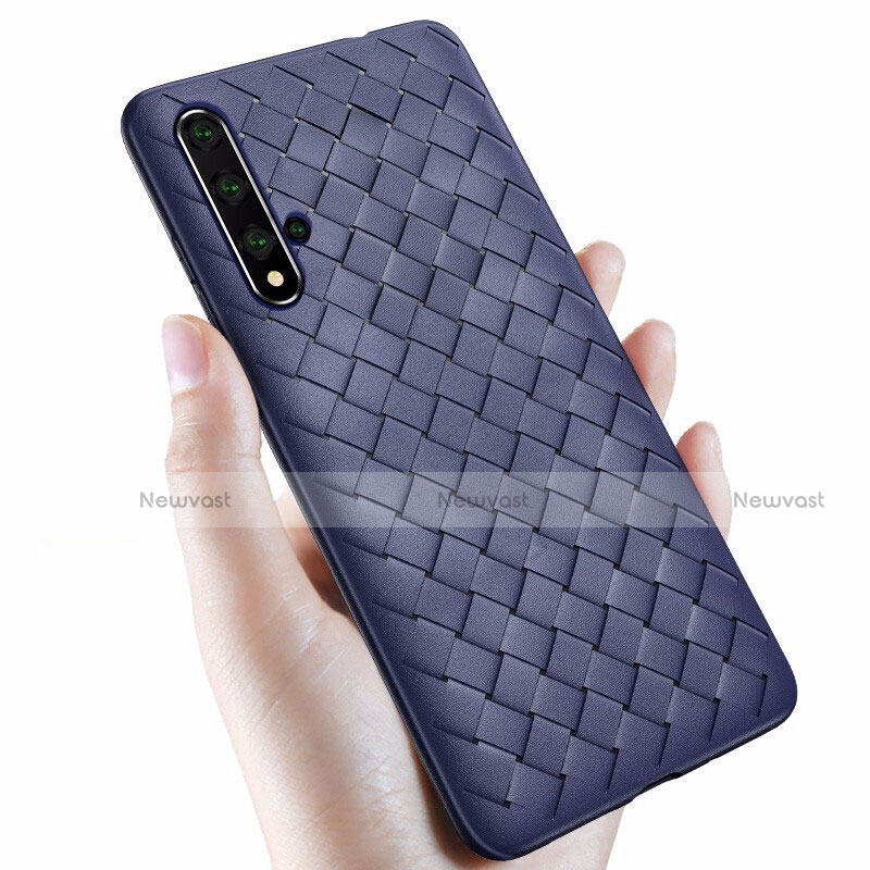 Soft Silicone Gel Leather Snap On Case Cover for Huawei Honor 20 Blue