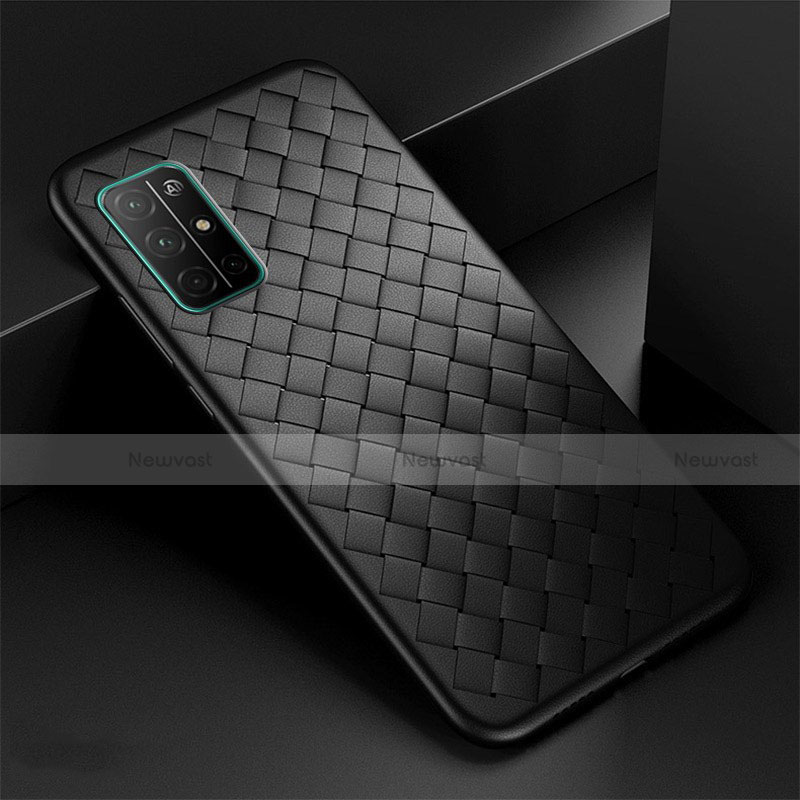 Soft Silicone Gel Leather Snap On Case Cover for Huawei Honor 30S Black