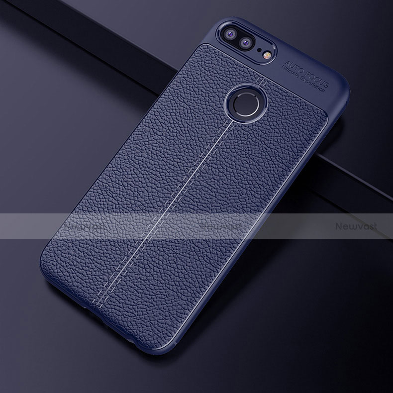 Soft Silicone Gel Leather Snap On Case Cover for Huawei Honor 9 Lite Blue
