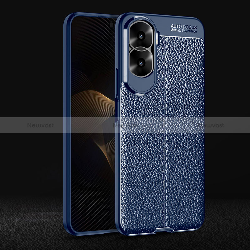 Soft Silicone Gel Leather Snap On Case Cover for Huawei Honor 90 Lite 5G Blue