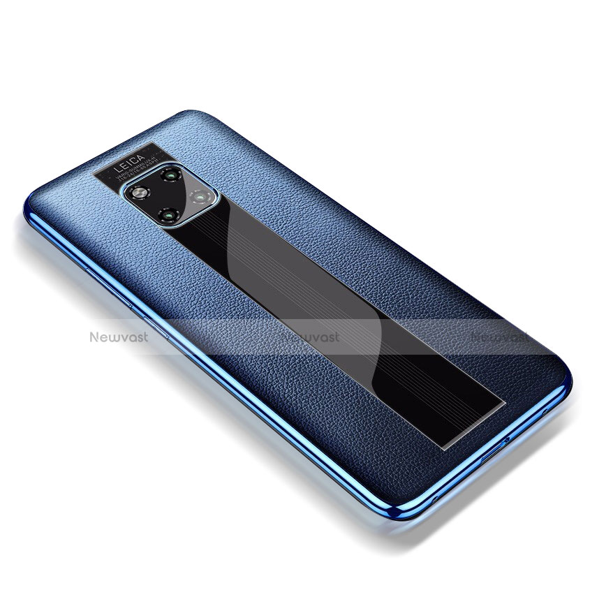 Soft Silicone Gel Leather Snap On Case Cover for Huawei Mate 20 RS Blue