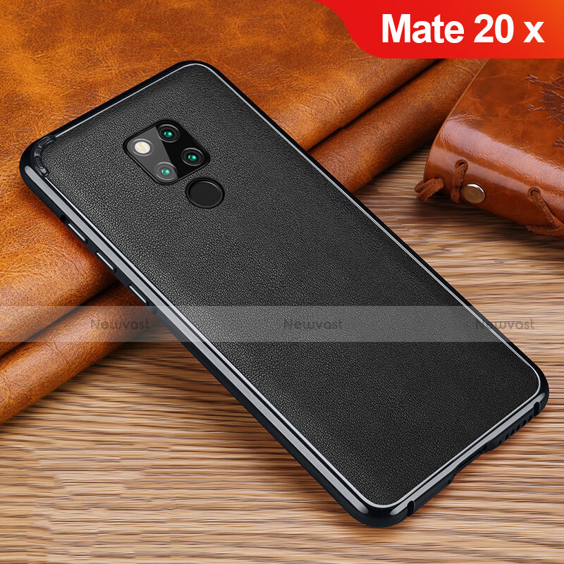 Soft Silicone Gel Leather Snap On Case Cover for Huawei Mate 20 X Black