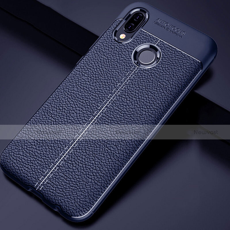 Soft Silicone Gel Leather Snap On Case Cover for Huawei Nova 3i Blue