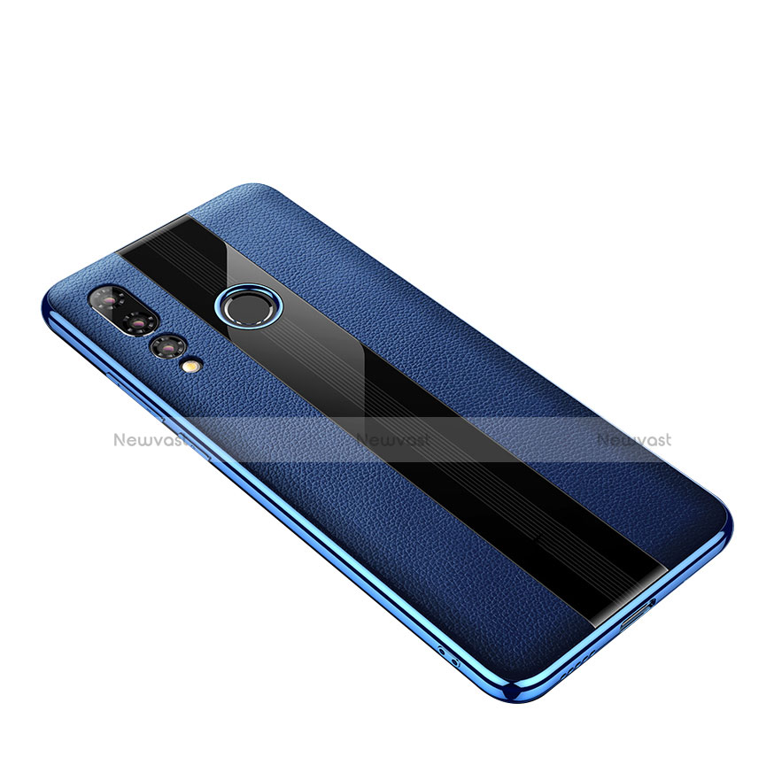 Soft Silicone Gel Leather Snap On Case Cover for Huawei Nova 4 Blue