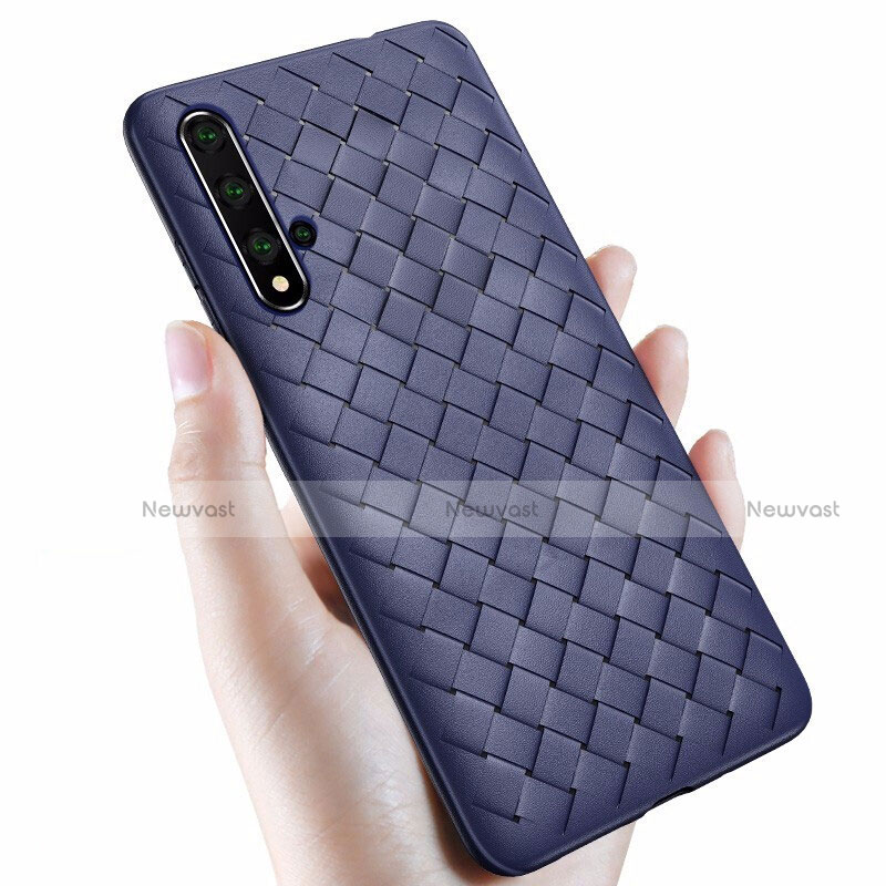 Soft Silicone Gel Leather Snap On Case Cover for Huawei Nova 5T Blue