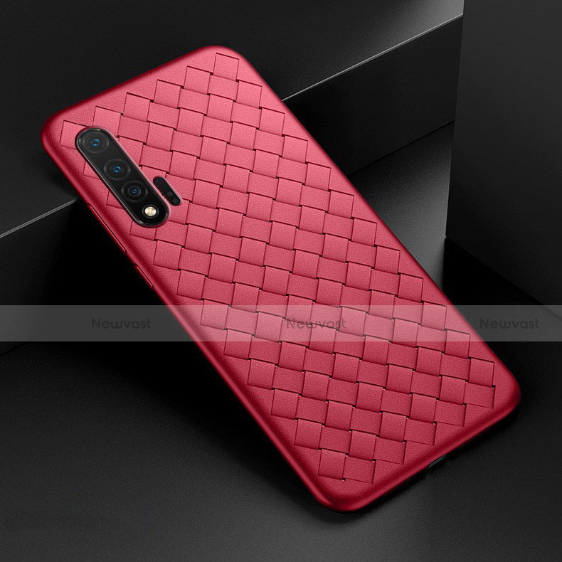 Soft Silicone Gel Leather Snap On Case Cover for Huawei Nova 6 5G Red