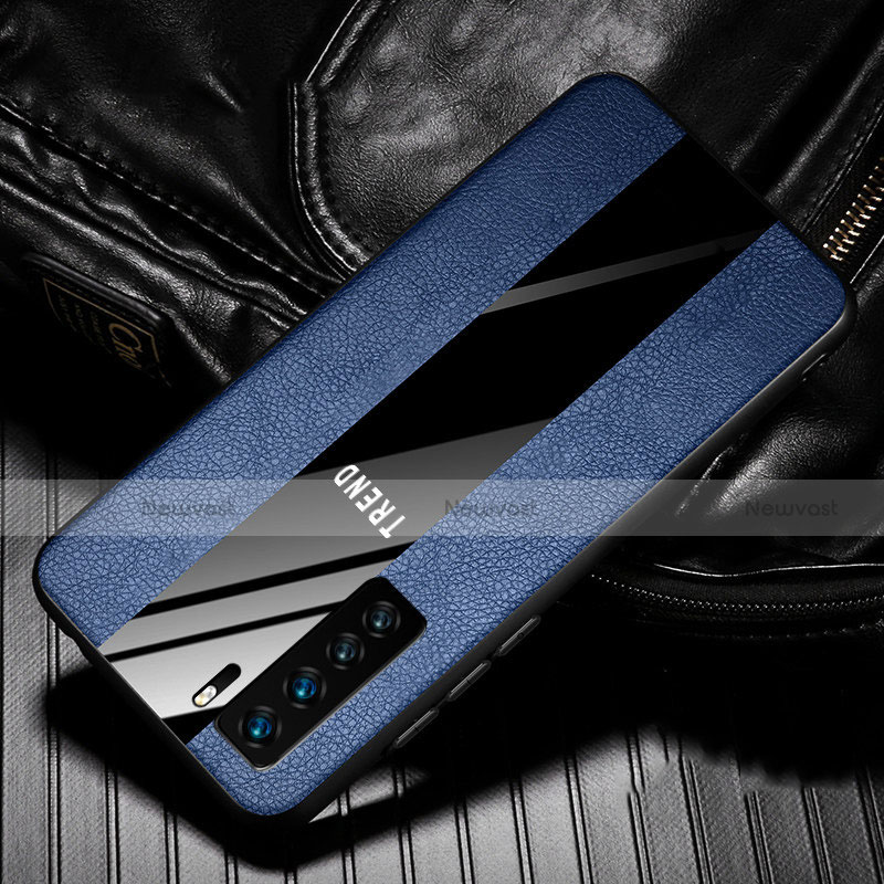 Soft Silicone Gel Leather Snap On Case Cover for Huawei Nova 7 SE 5G Blue