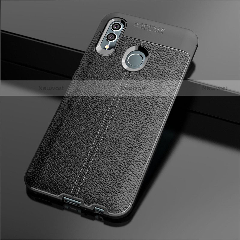 Soft Silicone Gel Leather Snap On Case Cover for Huawei P Smart (2019) Black