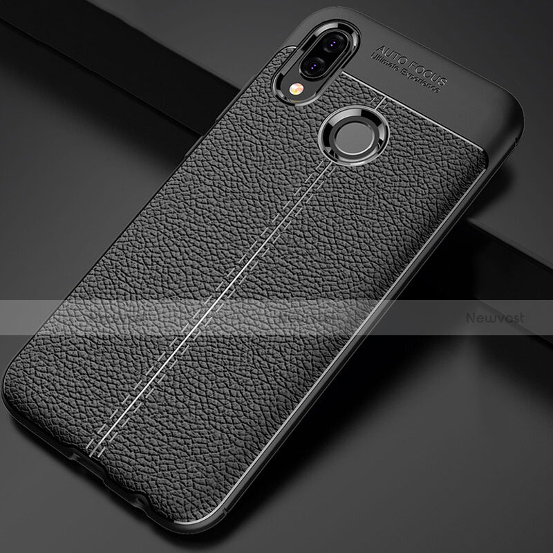 Soft Silicone Gel Leather Snap On Case Cover for Huawei P Smart+ Plus Black