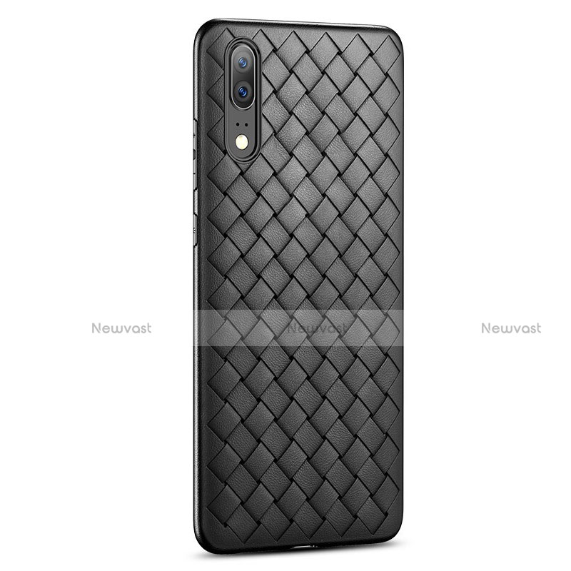 Soft Silicone Gel Leather Snap On Case Cover for Huawei P20 Black