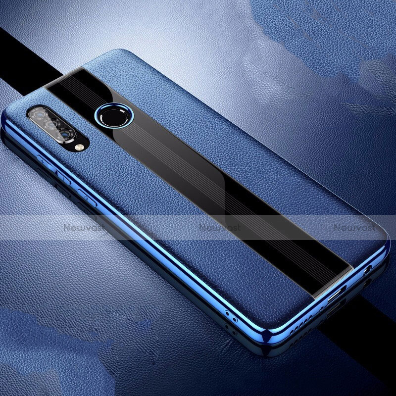 Soft Silicone Gel Leather Snap On Case Cover for Huawei P30 Lite Blue