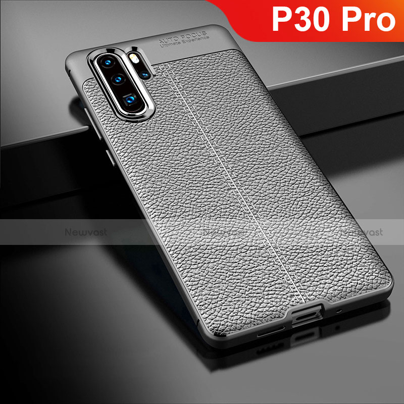 Soft Silicone Gel Leather Snap On Case Cover for Huawei P30 Pro Black