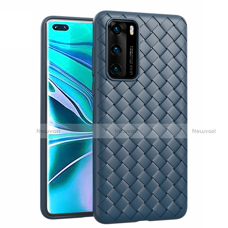 Soft Silicone Gel Leather Snap On Case Cover for Huawei P40 Blue