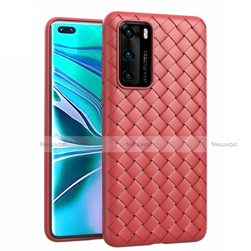 Soft Silicone Gel Leather Snap On Case Cover for Huawei P40 Red