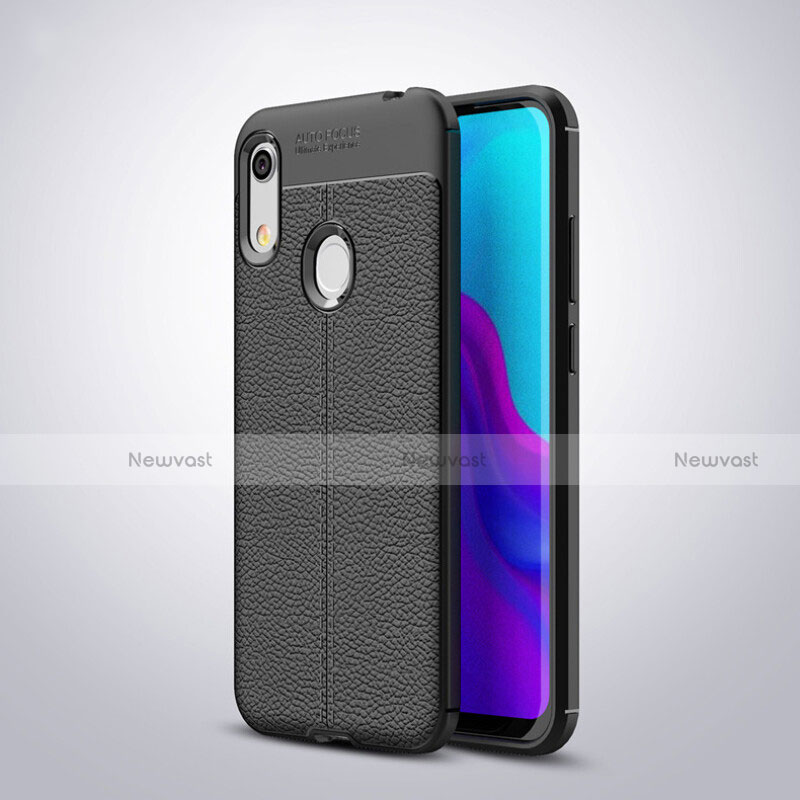 Soft Silicone Gel Leather Snap On Case Cover for Huawei Y6 Pro (2019) Black