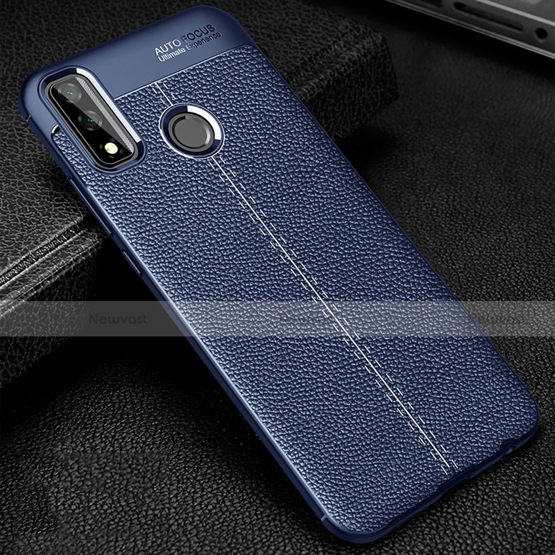 Soft Silicone Gel Leather Snap On Case Cover for Huawei Y8s Blue