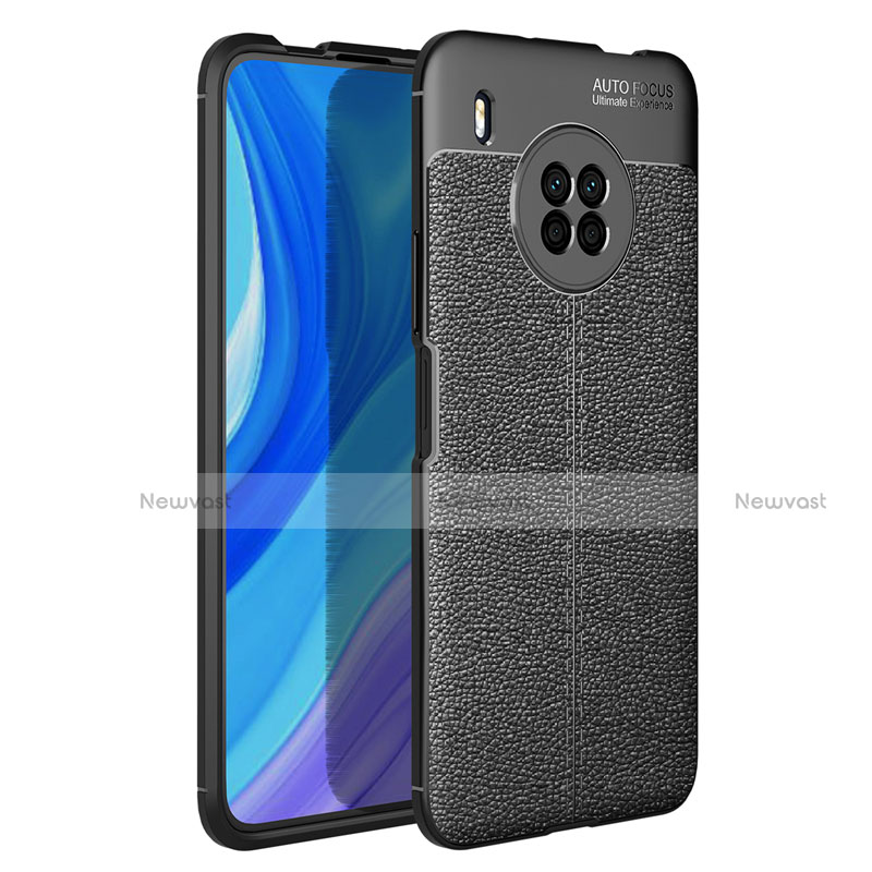 Soft Silicone Gel Leather Snap On Case Cover for Huawei Y9a Black