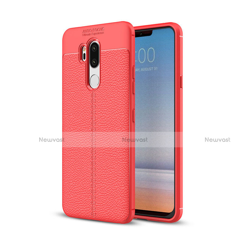 Soft Silicone Gel Leather Snap On Case Cover for LG G7 Red