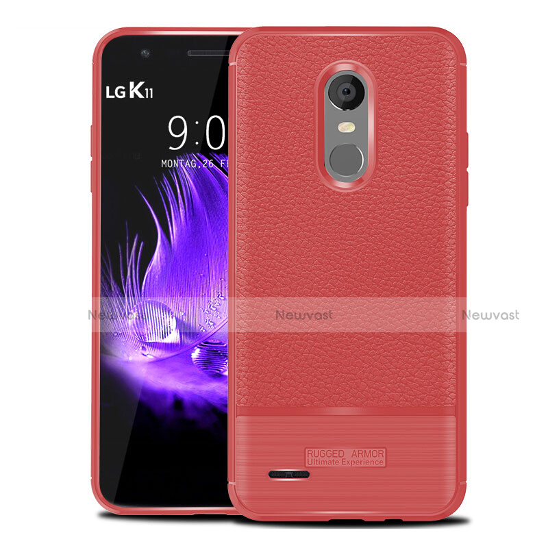 Soft Silicone Gel Leather Snap On Case Cover for LG K11 Red