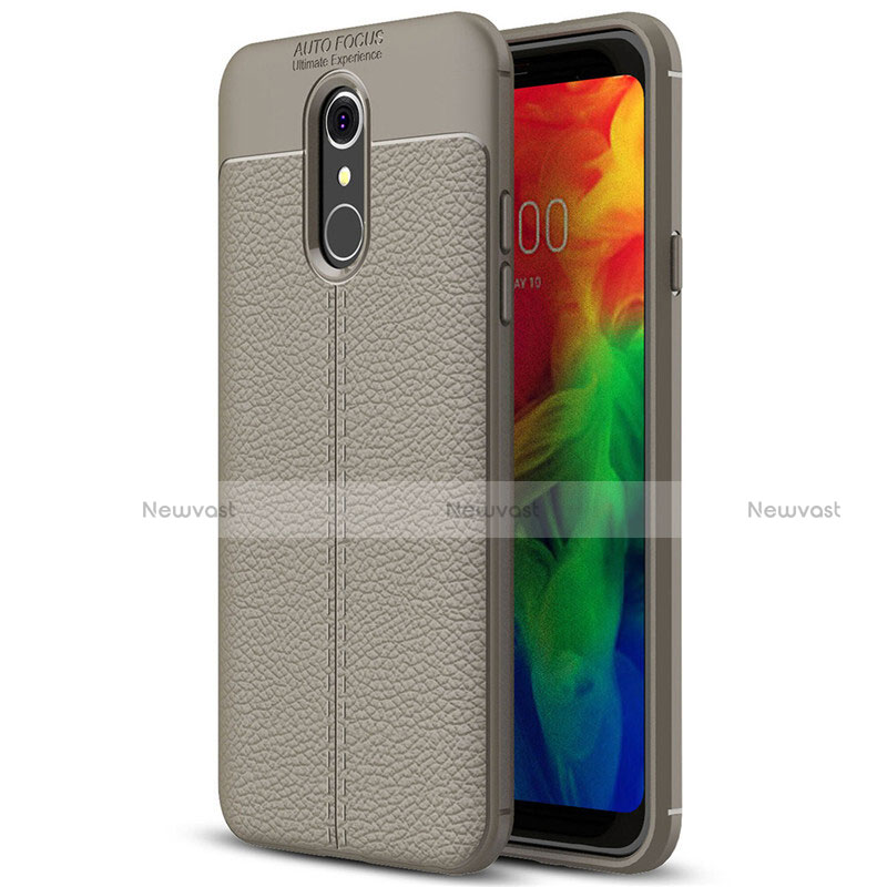 Soft Silicone Gel Leather Snap On Case Cover for LG Q7 Gray