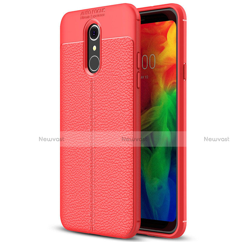 Soft Silicone Gel Leather Snap On Case Cover for LG Q7 Red