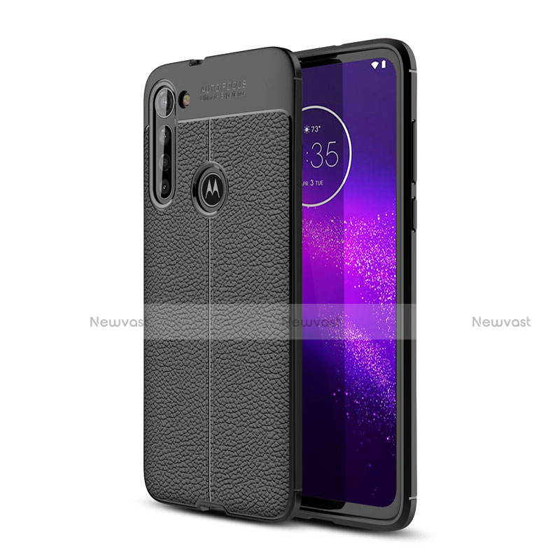 Soft Silicone Gel Leather Snap On Case Cover for Motorola Moto G8 Power Black