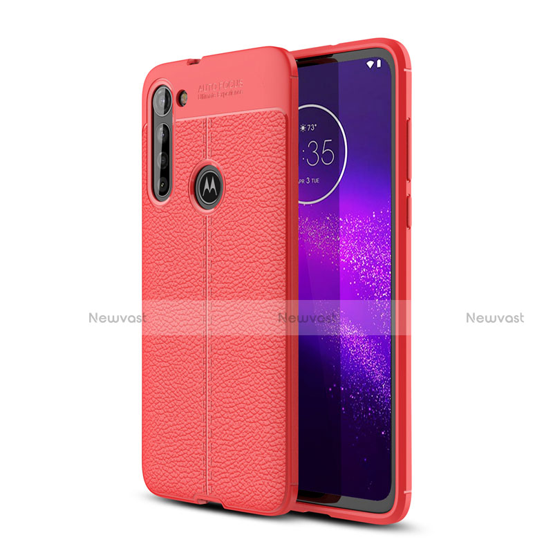Soft Silicone Gel Leather Snap On Case Cover for Motorola Moto G8 Power Red