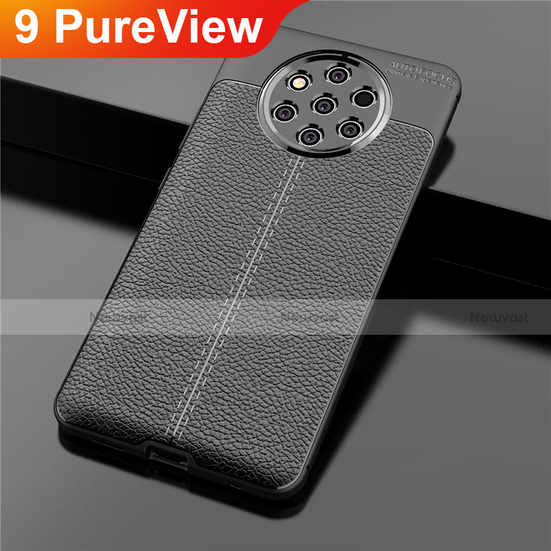 Soft Silicone Gel Leather Snap On Case Cover for Nokia 9 PureView Black