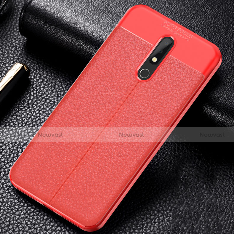 Soft Silicone Gel Leather Snap On Case Cover for Nokia X5 Red