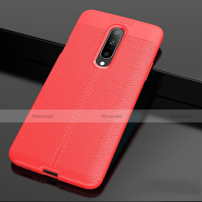 Soft Silicone Gel Leather Snap On Case Cover for OnePlus 7 Pro Red