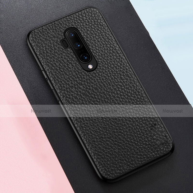 Soft Silicone Gel Leather Snap On Case Cover for OnePlus 7T Pro Black