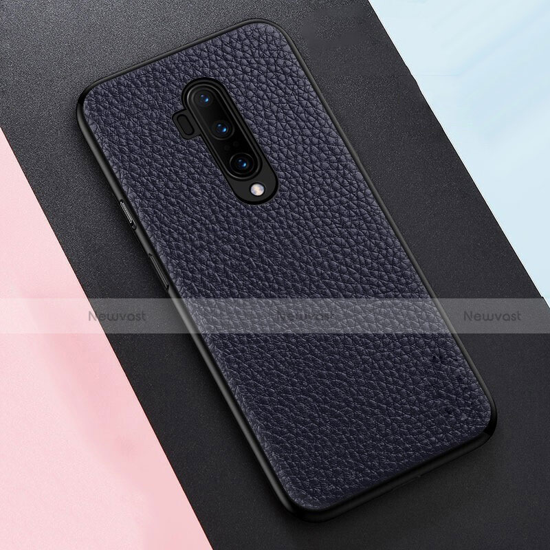 Soft Silicone Gel Leather Snap On Case Cover for OnePlus 7T Pro Blue