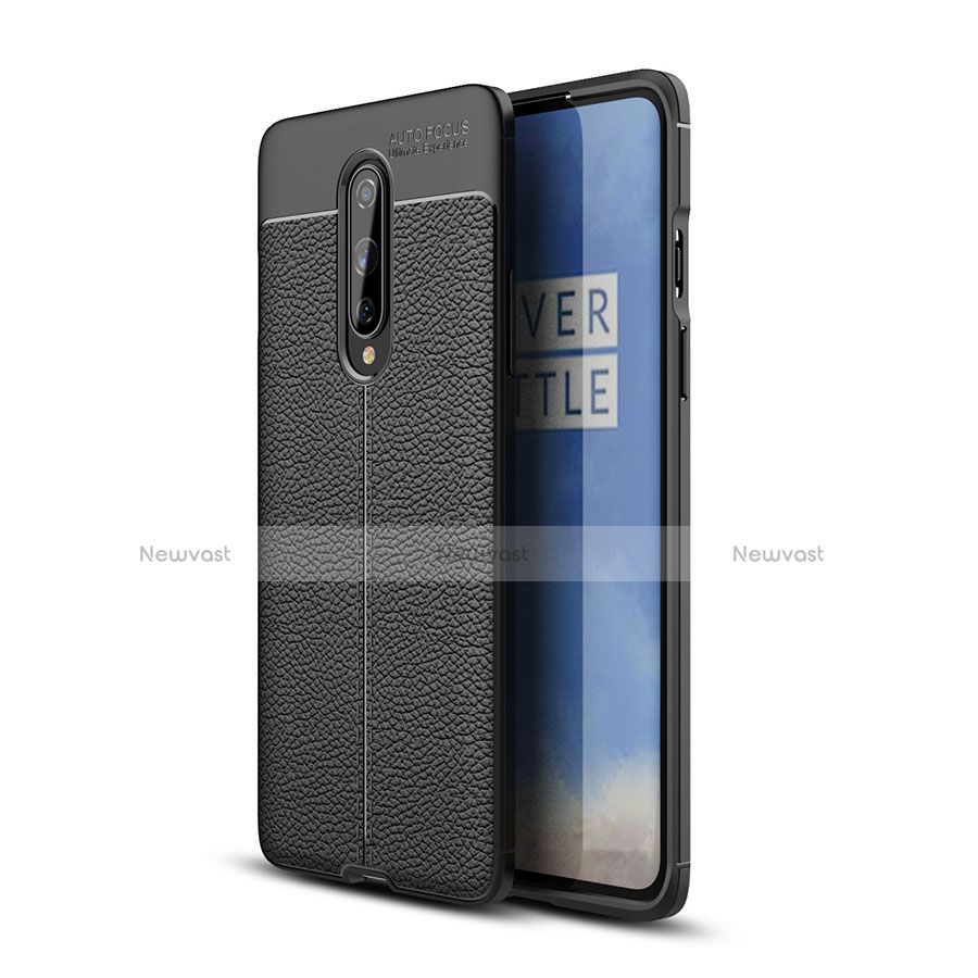 Soft Silicone Gel Leather Snap On Case Cover for OnePlus 8 Black
