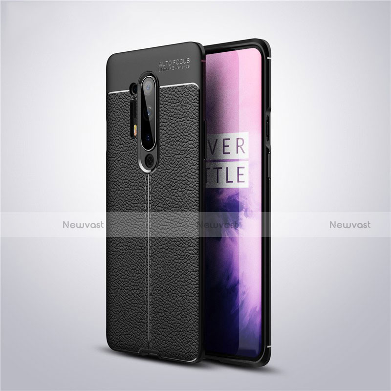 Soft Silicone Gel Leather Snap On Case Cover for OnePlus 8 Pro Black