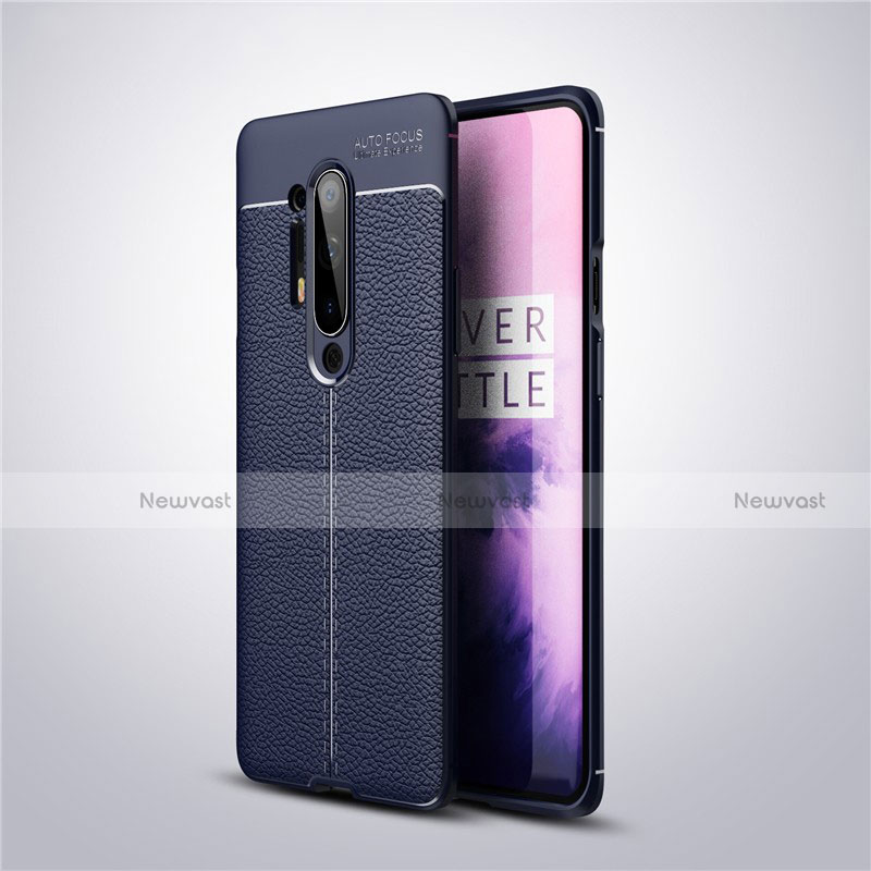 Soft Silicone Gel Leather Snap On Case Cover for OnePlus 8 Pro Blue