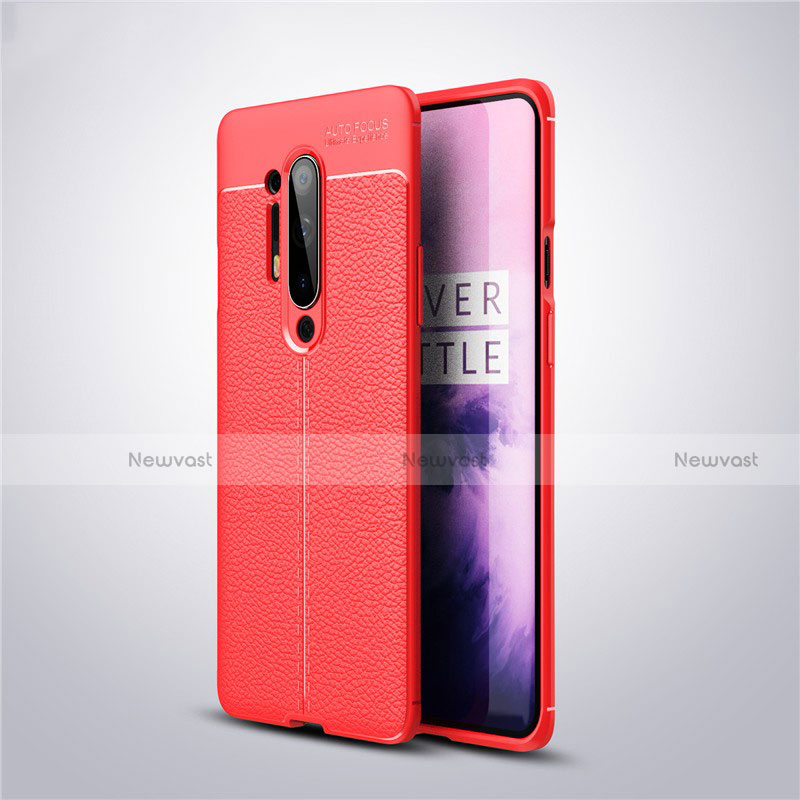 Soft Silicone Gel Leather Snap On Case Cover for OnePlus 8 Pro Red