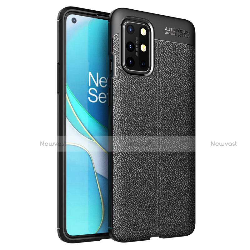 Soft Silicone Gel Leather Snap On Case Cover for OnePlus 8T 5G Black