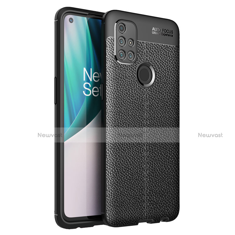 Soft Silicone Gel Leather Snap On Case Cover for OnePlus Nord N10 5G Black
