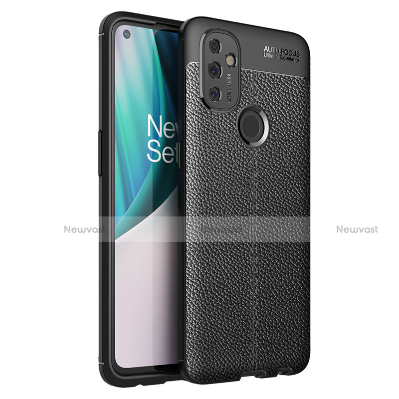 Soft Silicone Gel Leather Snap On Case Cover for OnePlus Nord N100 Black