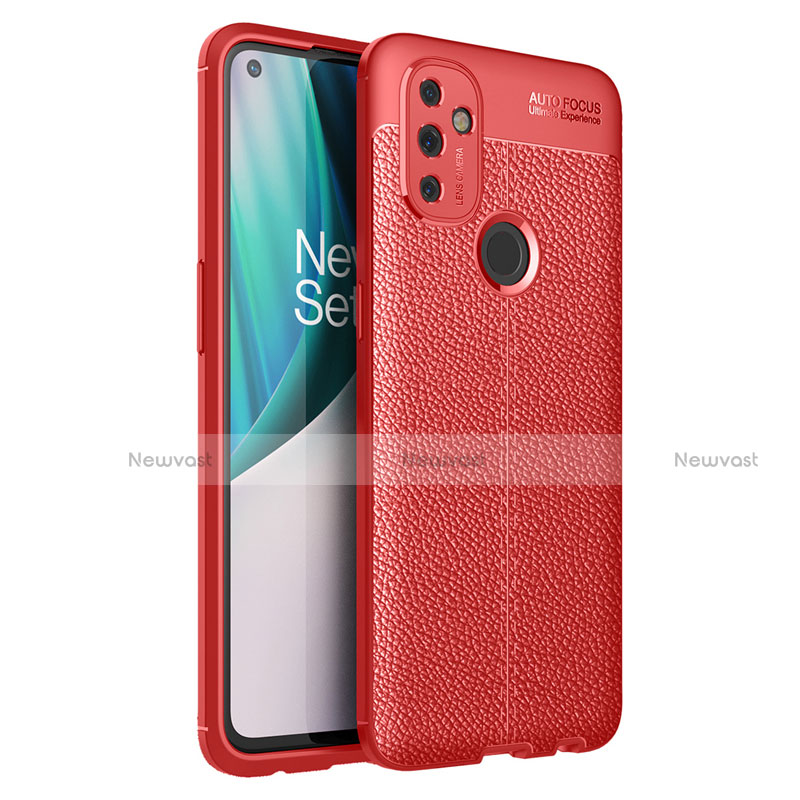 Soft Silicone Gel Leather Snap On Case Cover for OnePlus Nord N100 Red