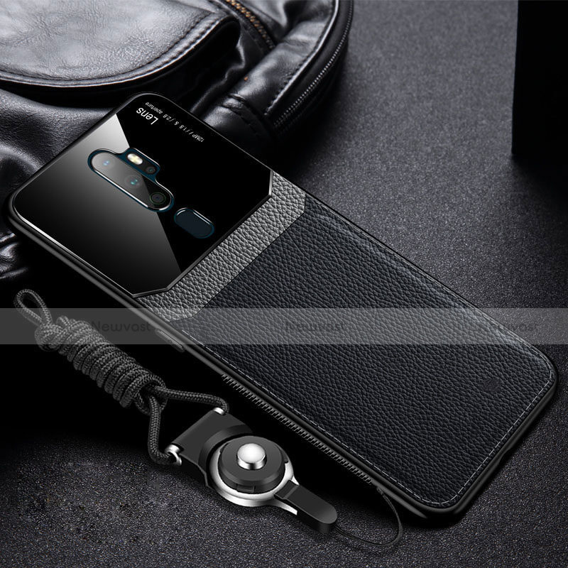 Soft Silicone Gel Leather Snap On Case Cover for Oppo A11X Black