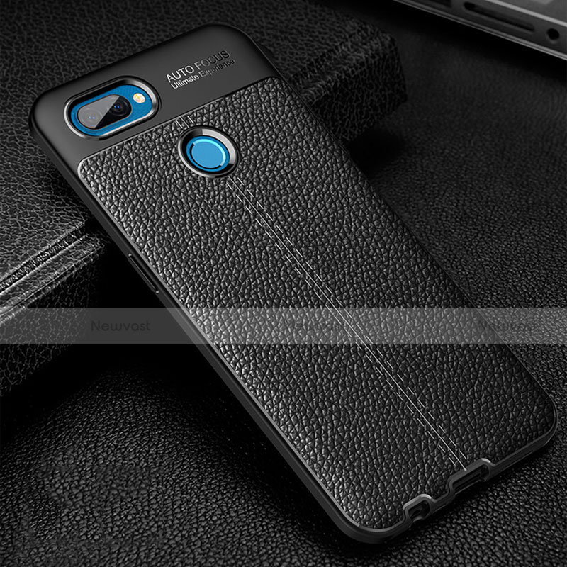 Soft Silicone Gel Leather Snap On Case Cover for Oppo A12 Black