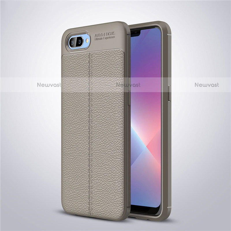 Soft Silicone Gel Leather Snap On Case Cover for Oppo A12e Gray