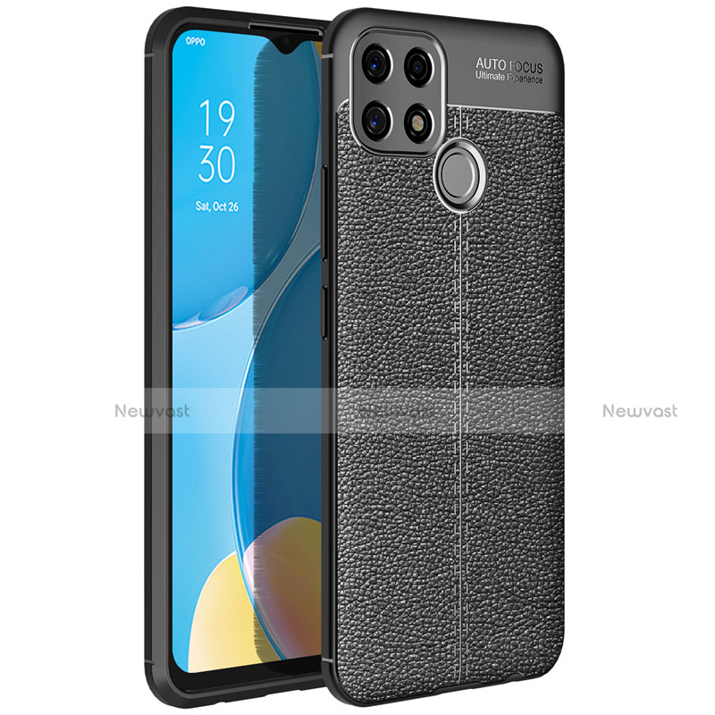 Soft Silicone Gel Leather Snap On Case Cover for Oppo A15 Black