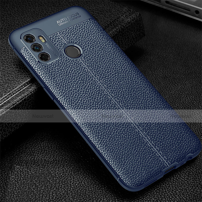 Soft Silicone Gel Leather Snap On Case Cover for Oppo A53 Blue