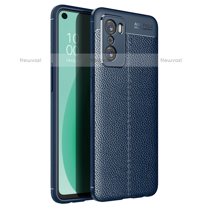 Soft Silicone Gel Leather Snap On Case Cover for Oppo A55S 5G Blue